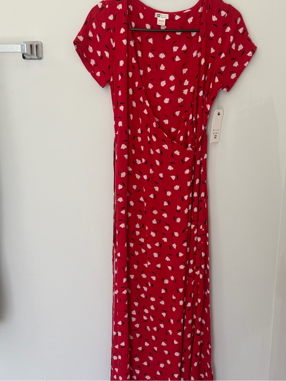 Billabong Red Wrap me up Maxi Dress with White Prints